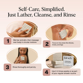 Kitsch soap bar in hand for scale showing compact, travel-friendly size