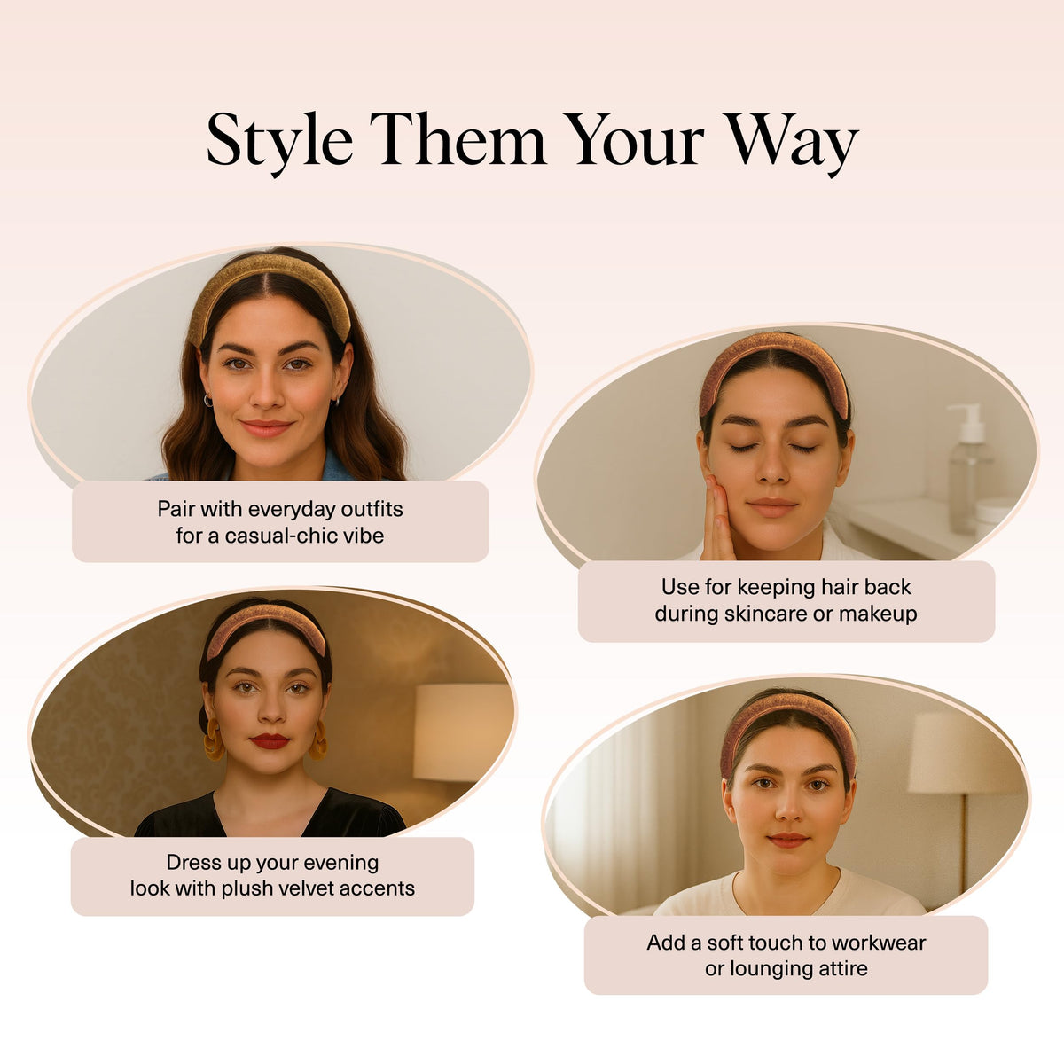 Kitsch headband held in hand to display lightweight size and portability