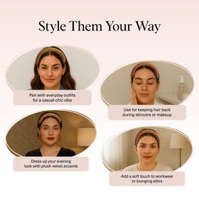 Kitsch headband held in hand to display lightweight size and portability