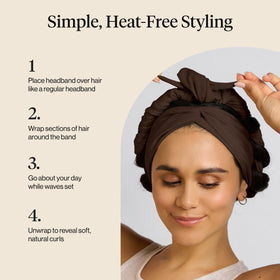 Kitsch headband held in hand to show scale and travel-friendly lightweight design
