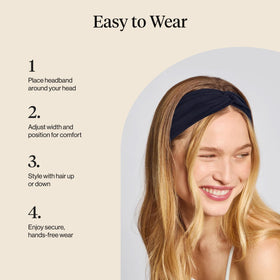 Kitsch headband next to ruler showing scale and comfortable coverage