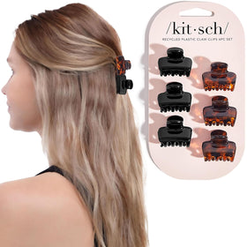 kitsch front packaging showing six black and tortoise clips and compact design benefit