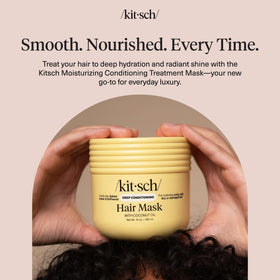 Kitsch hair mask in spa bathroom setting for luxurious self-care benefit