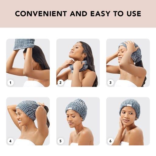 Kitsch spa headband held in hand to show size and portable travel-friendly benefit