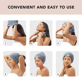 Kitsch spa headband held in hand to show size and portable travel-friendly benefit