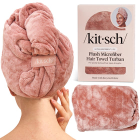Kitsch terracotta hair towel front view showing color and shape, quick dry benefit