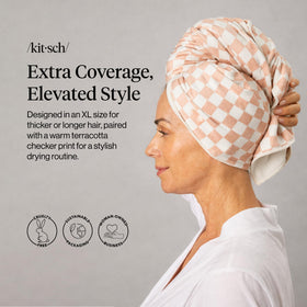 Kitsch close-up of microfiber weave highlighting soft texture that protects hair