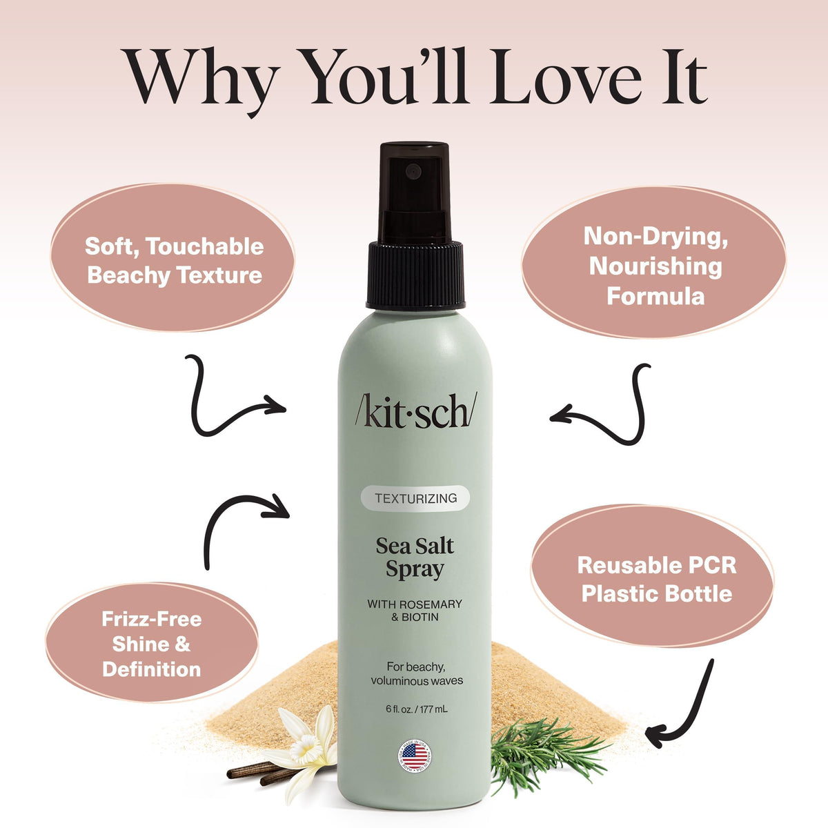 kitsch mist on hair adding visible texture and soft, touchable volume