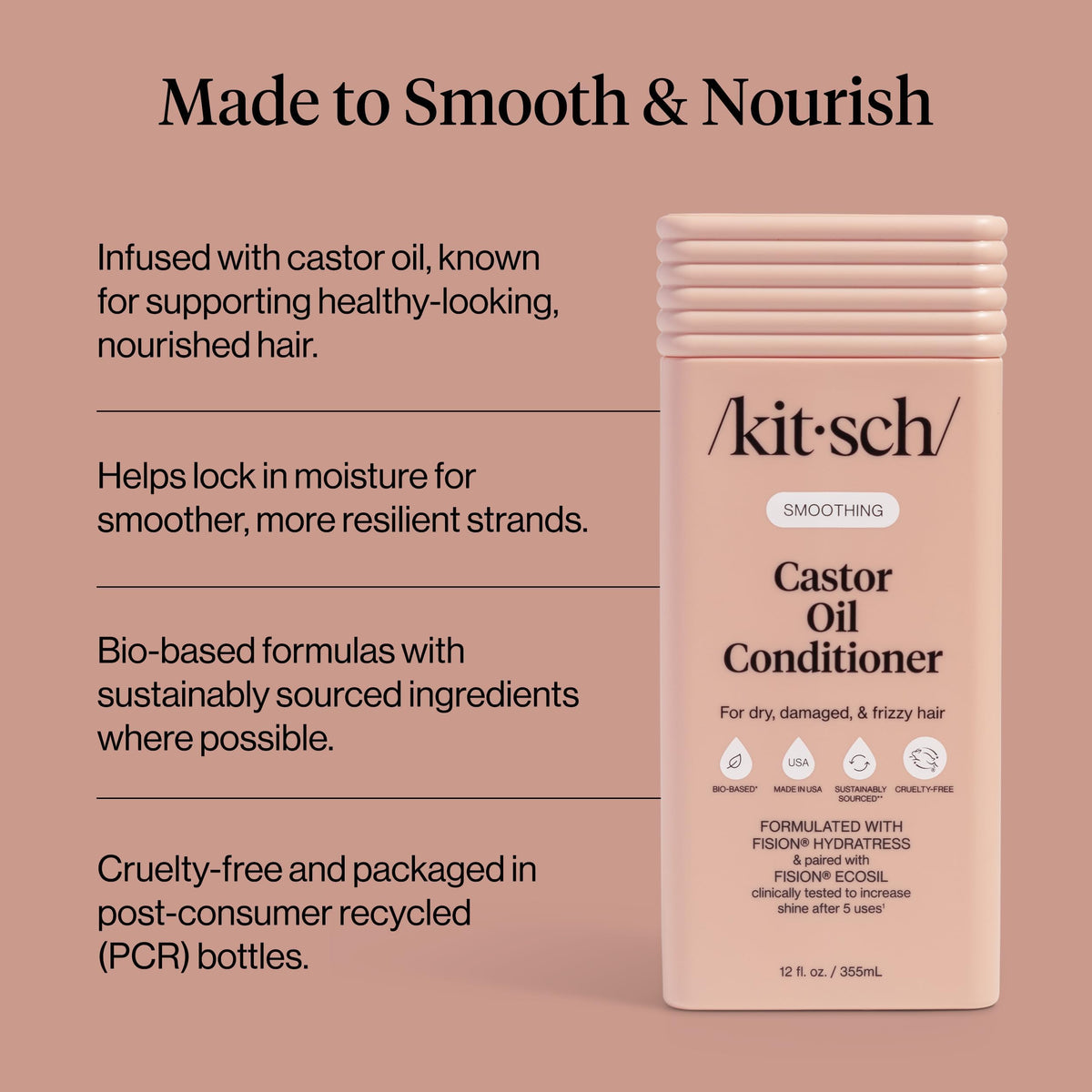 Kitsch texture pump detail showing creamy liquid conditioner consistency for smooth application