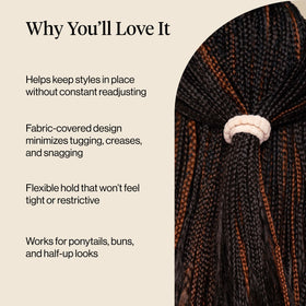 Kitsch hair tie securing a high ponytail demonstrating strong, comfortable hold