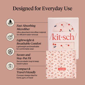 Kitsch towel on model with long hair demonstrating full coverage and reduced drying time