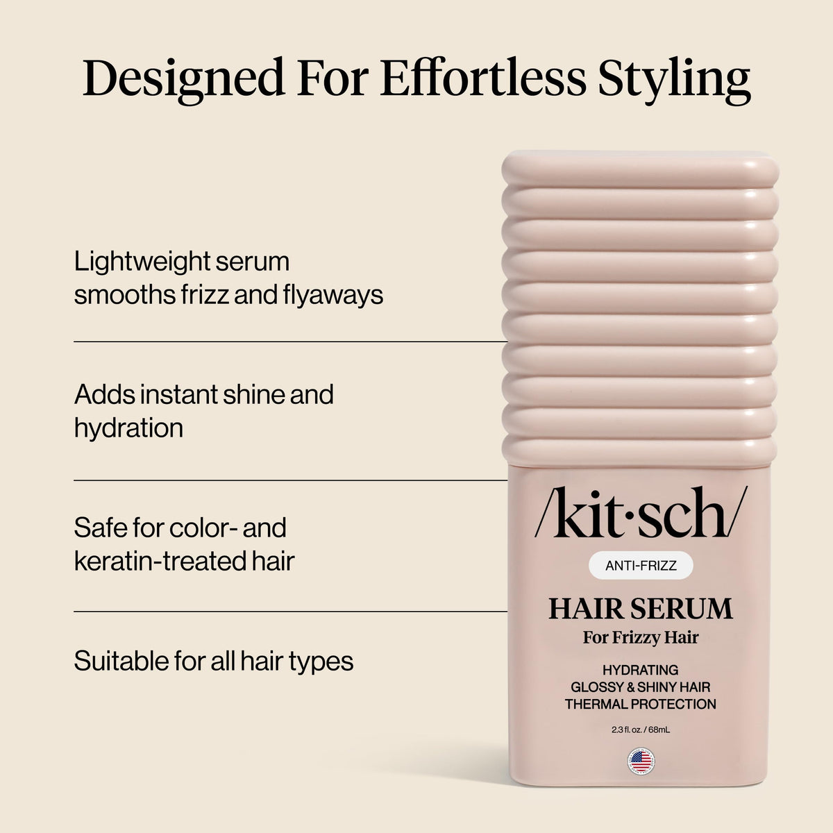Kitsch travel-size bottle inside styling bag for touch-ups on the go