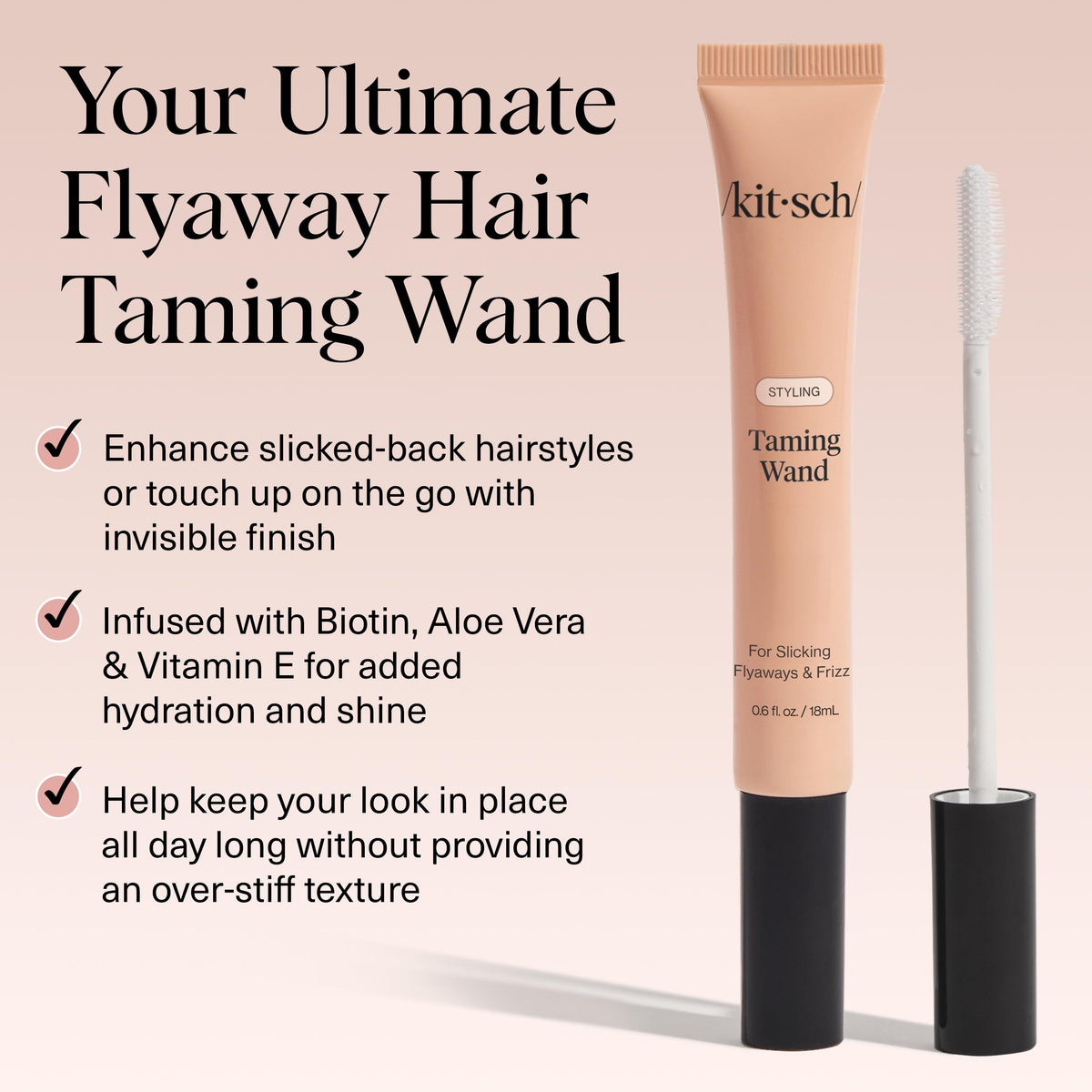 Kitsch travel size wand inside purse showing portable styling benefit