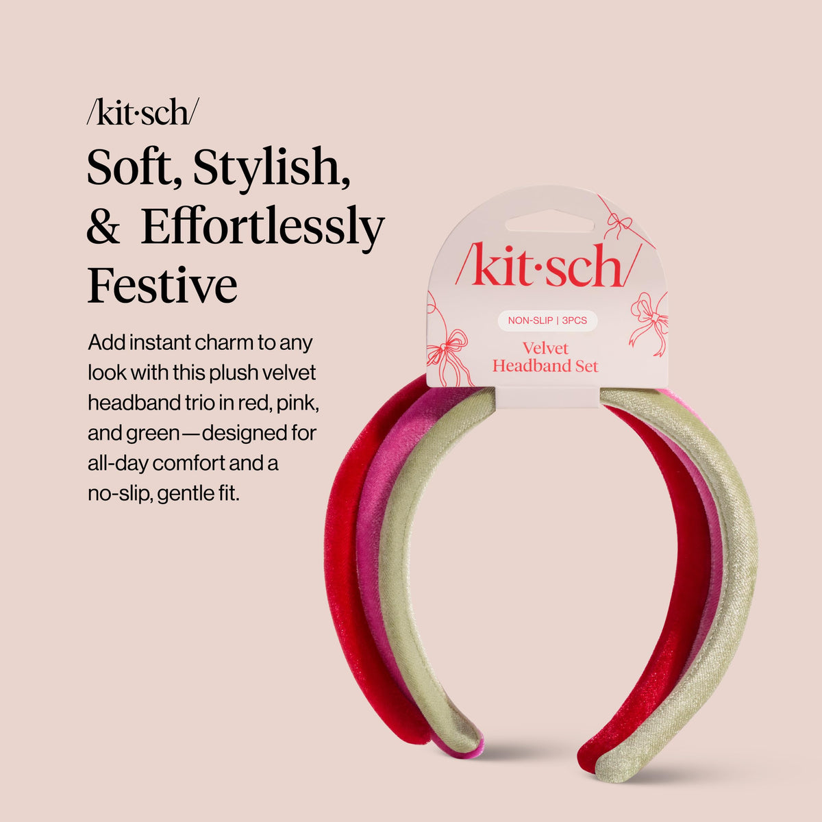 Kitsch velvet headbands close-up of plush velvet texture that protects hair