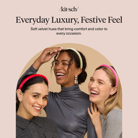 Kitsch velvet headbands arranged as a gift-ready set for easy gifting