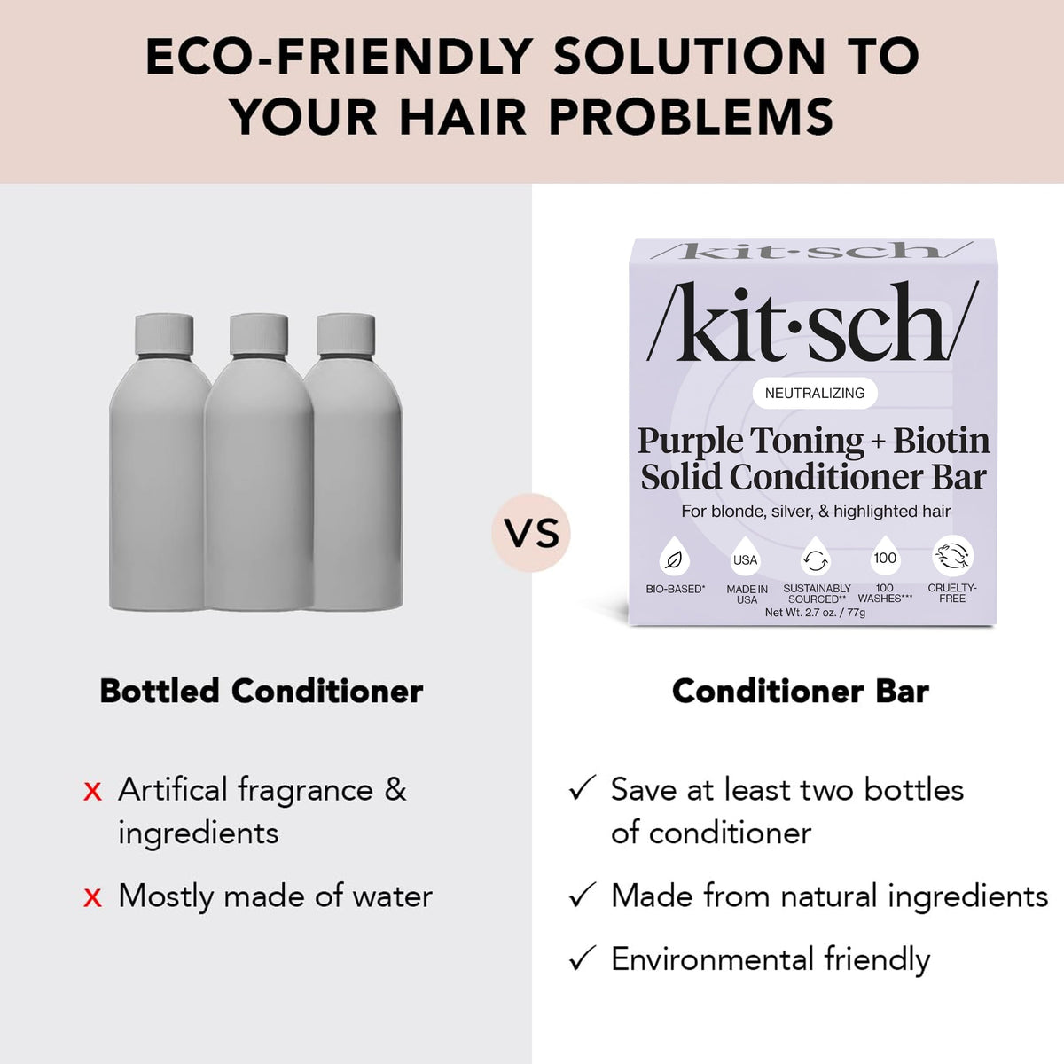 Kitsch toner conditioner paired with shampoo bar showing complete color-care routine
