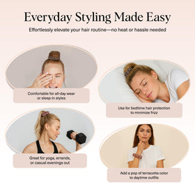 Kitsch scrunchie styled on wrist as accessory, doubles as chic bracelet and hair tie