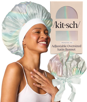 Kitsch XL bonnet front view showing roomy fit and silky finish for protection