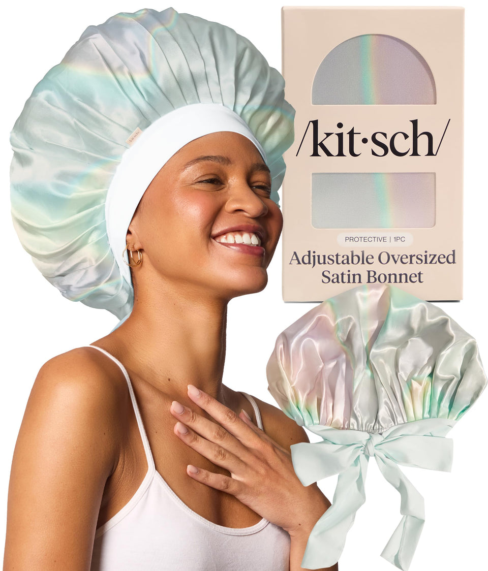 Kitsch XL bonnet front view showing roomy fit and silky finish for protection