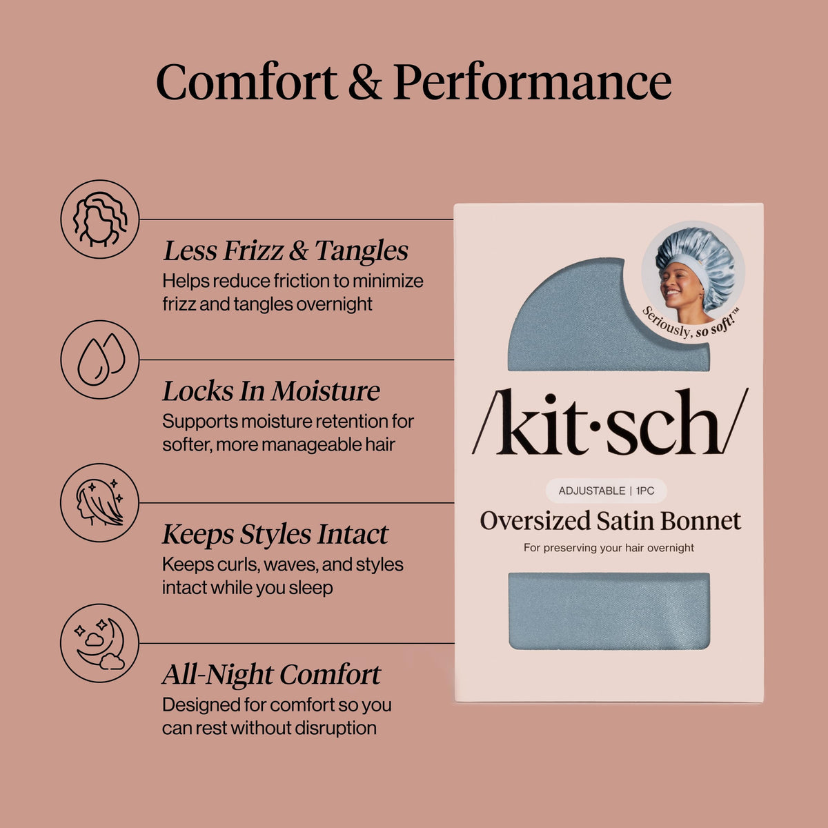 Kitsch bonnet interior with adjustable ties showing secure customizable fit