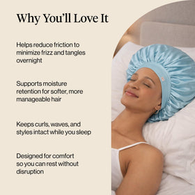 Kitsch bonnet covering heatless curlers to protect curls while sleeping