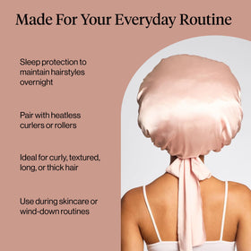 Kitsch bonnet held in hand to demonstrate extra-large fit capacity