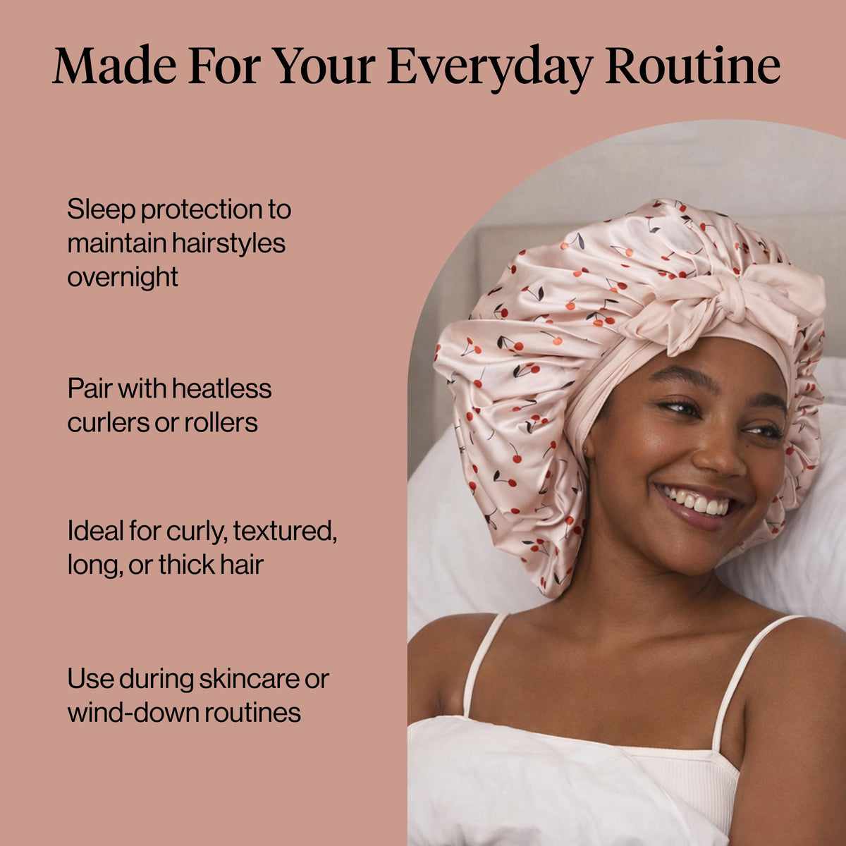 Kitsch bonnet held in hand showing XL size for voluminous hair