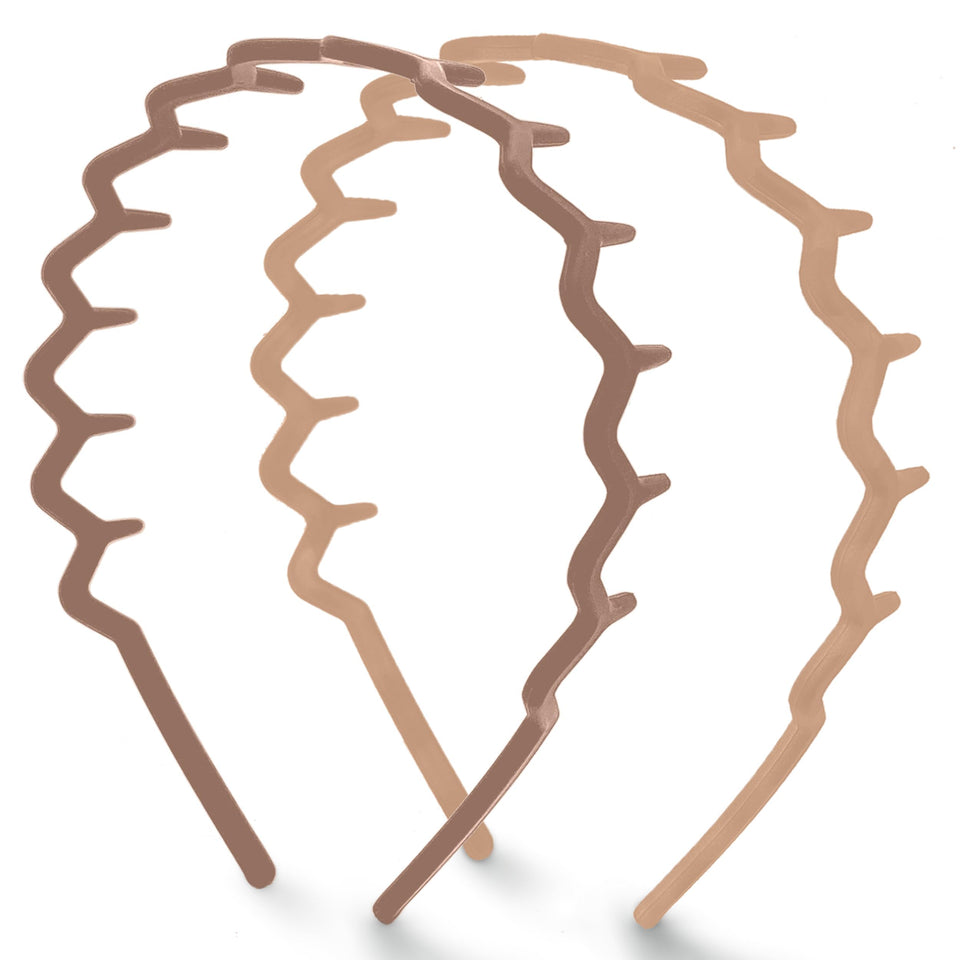 Kitsch front view showing neutral zig zag headbands, tidy styling benefit