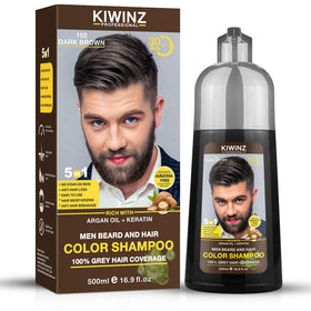 Kiwinz bottle front view showing clear label and dark brown shade benefit