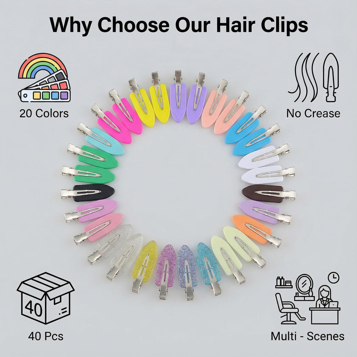 KJML DIY flat lay of colorful clips array offers organization and style options