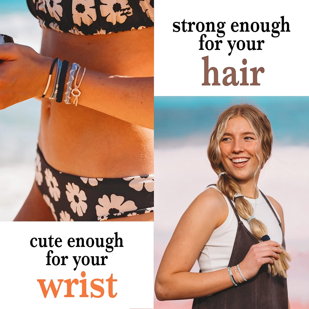 K'lani close-up texture of elastic bands, soft finish prevents snagging