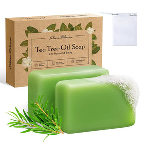KlearBloom packaging front view showing dual soap bars and benefits
