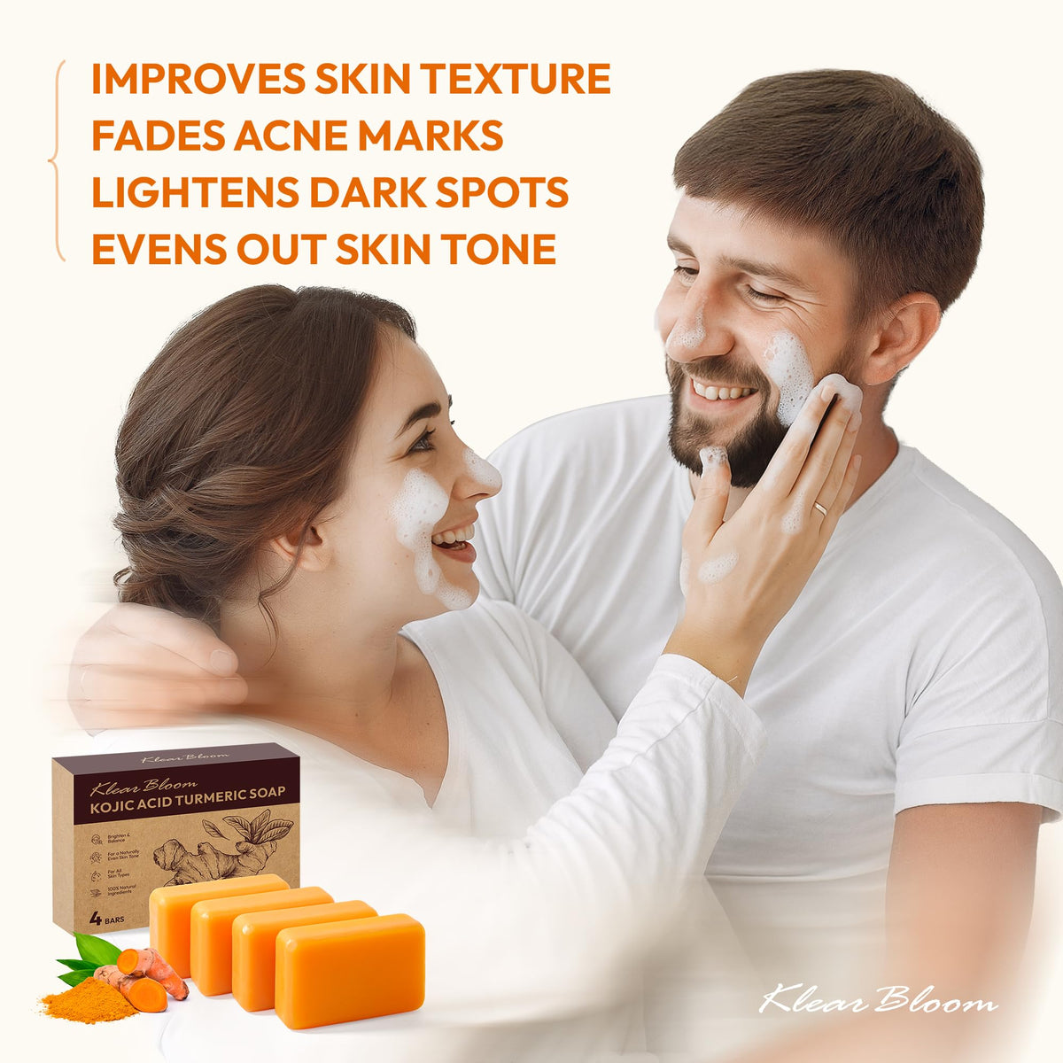 KlearBloom lather in hand demonstrating gentle cleansing and hydration