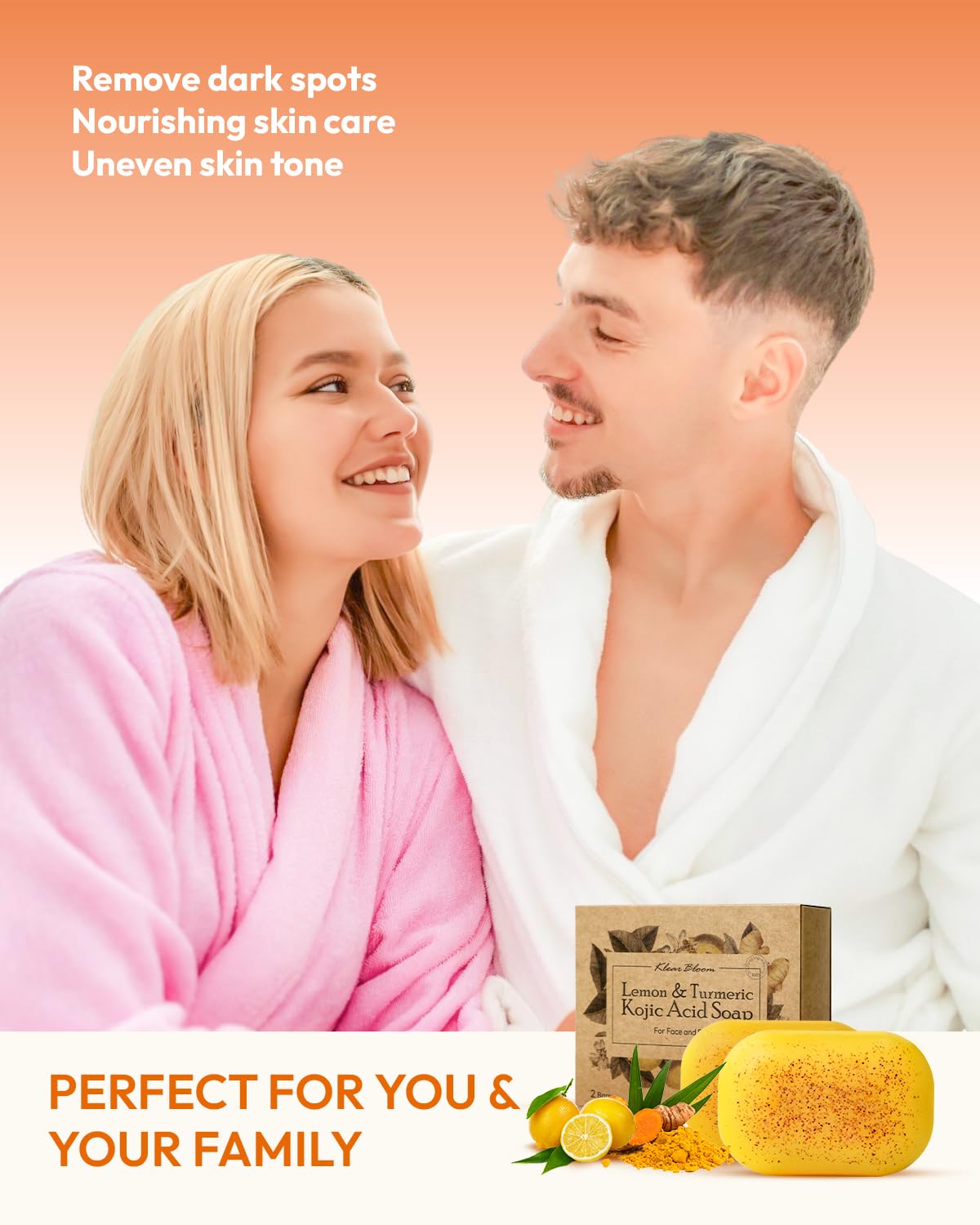 KlearBloom soap being used in the shower for body exfoliation and brightening
