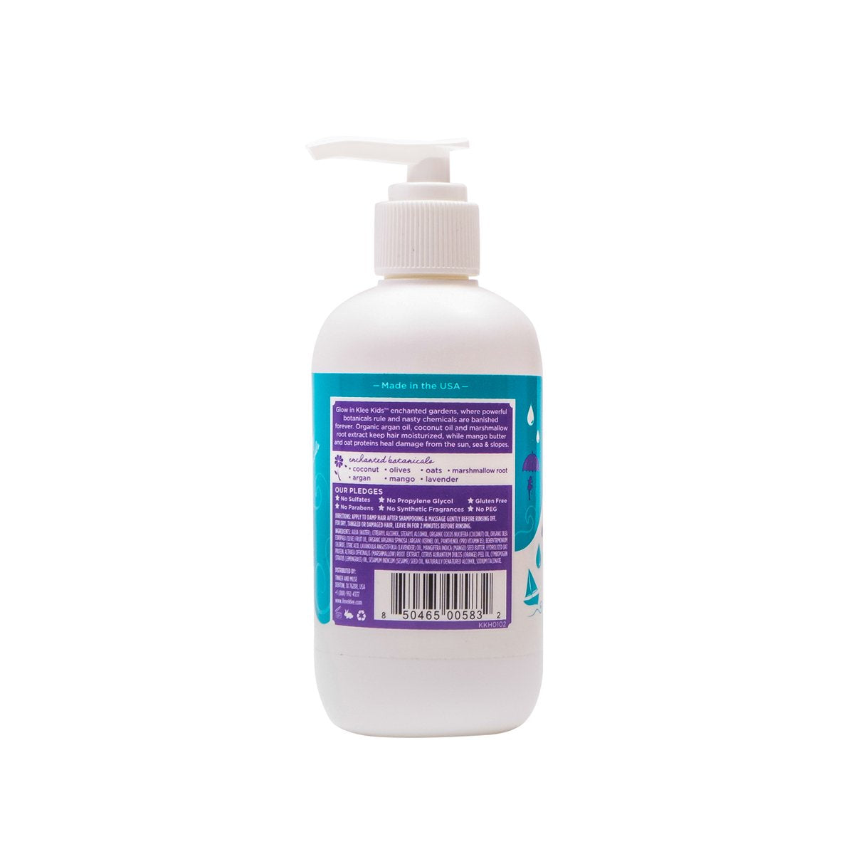 Klee Naturals hands applying conditioner to child's hair for tangle-free combing