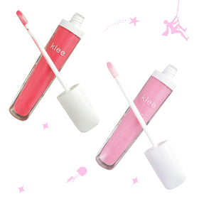 Klee Naturals close-up of two gloss tubes highlighting applicator and label safety