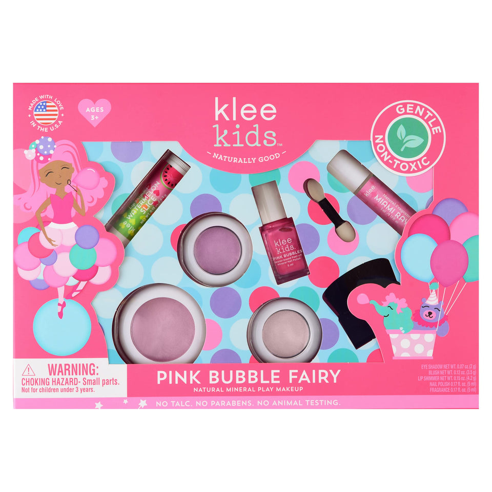 Klee Naturals front packaging showing Pink Bubble Fairy kit and safe ingredients