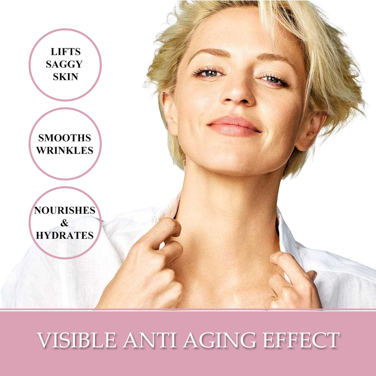 Kleem Organics applied to décolleté in lifestyle scene for natural look