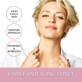 Kleem Organics applied to décolleté in lifestyle scene for natural look