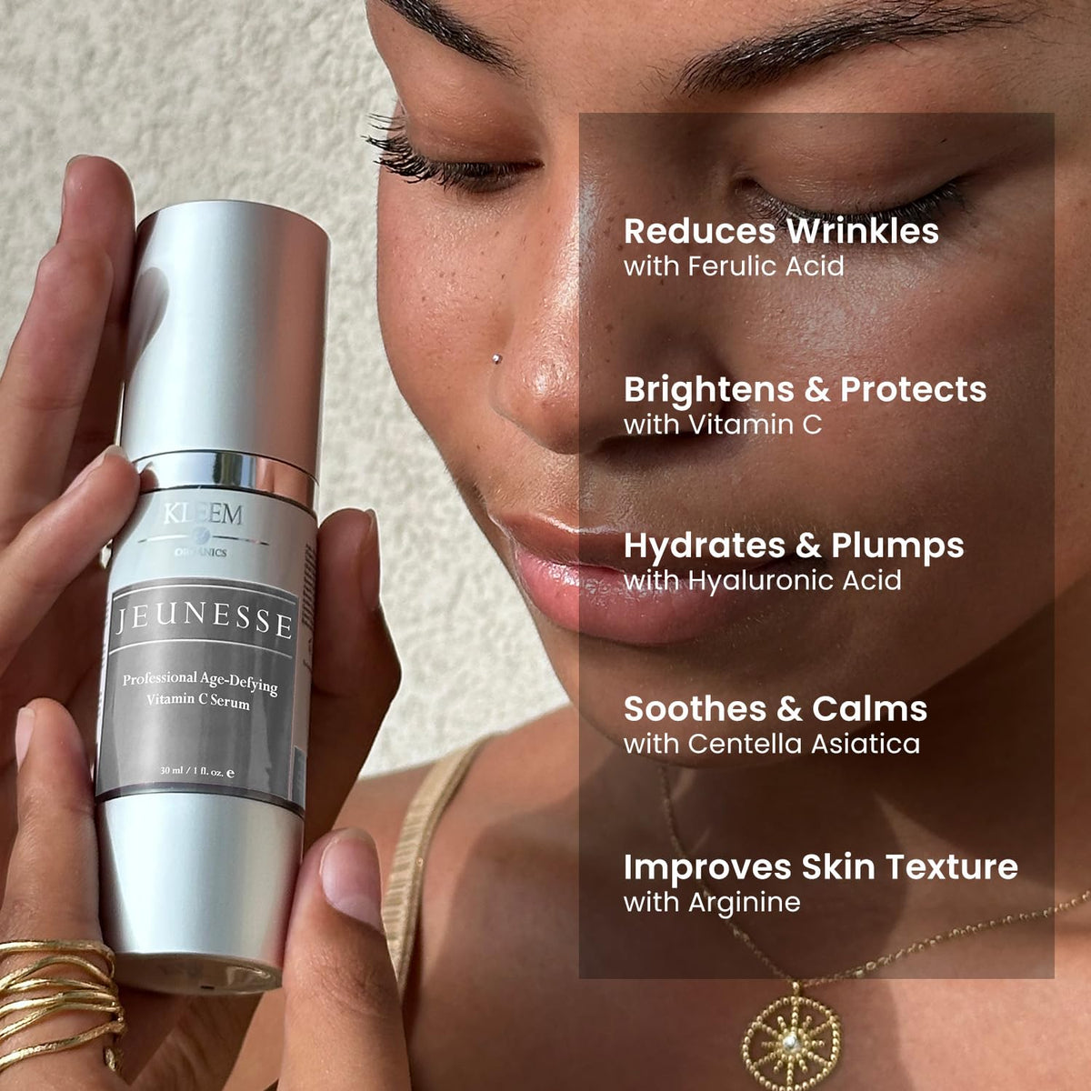 Kleem Organics pipette dispensing serum drop highlighting quick absorption
