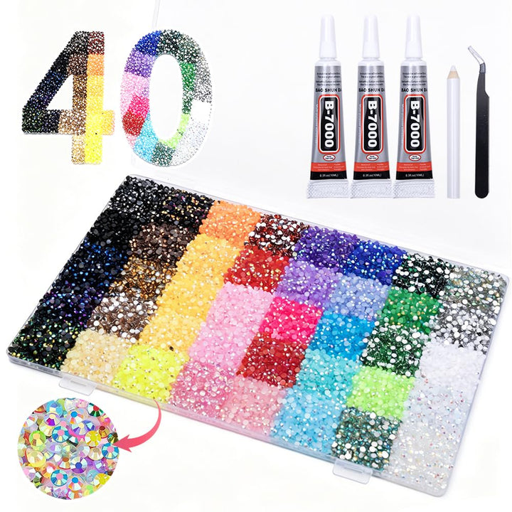 Klimonla front packaging showing full bedazzler kit and included supplies for quick start