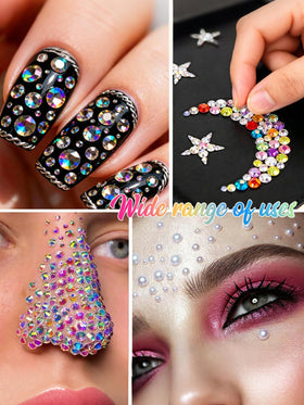 Klimonla tweezers and placement tools laid out for accurate rhinestone application and control