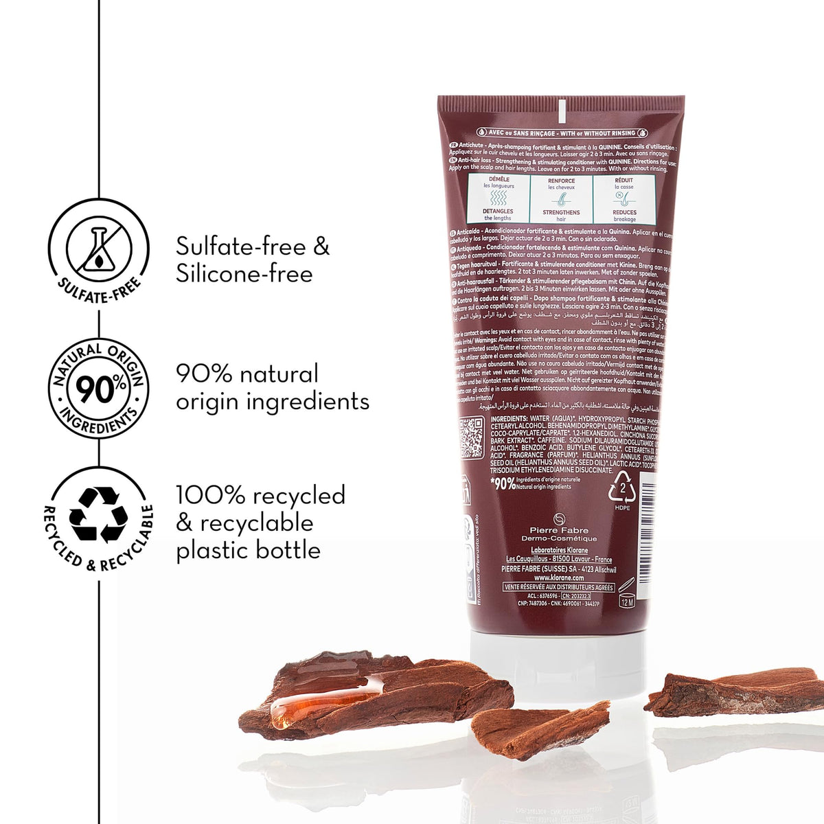 Klorane after-shower detangled hair showing smoother, more manageable strands