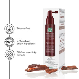 Klorane bottle beside a ruler showing 3.3 fl oz scale for size clarity