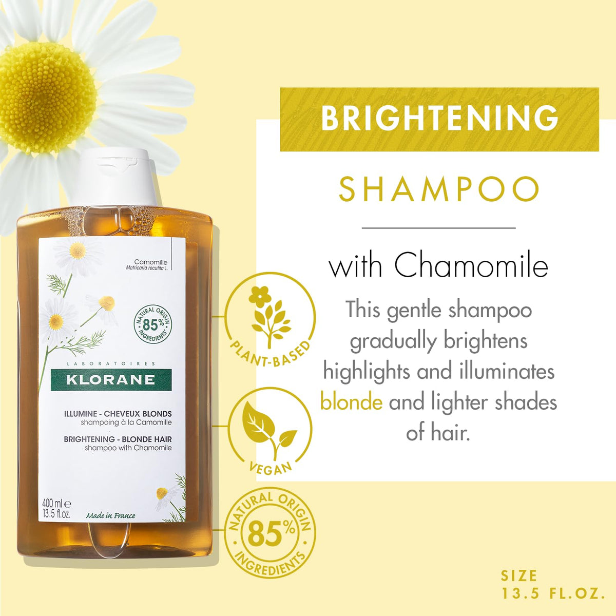 Klorane chamomile extract close-up highlighting natural brightening ingredient