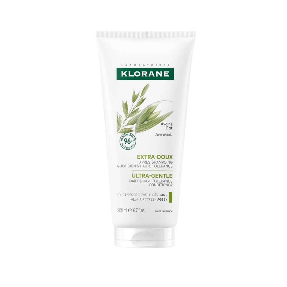 Klorane bottle front view showing label and gentle oat milk formula benefits