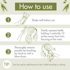 Applying Klorane powder to roots for instant refresh and added volume benefit