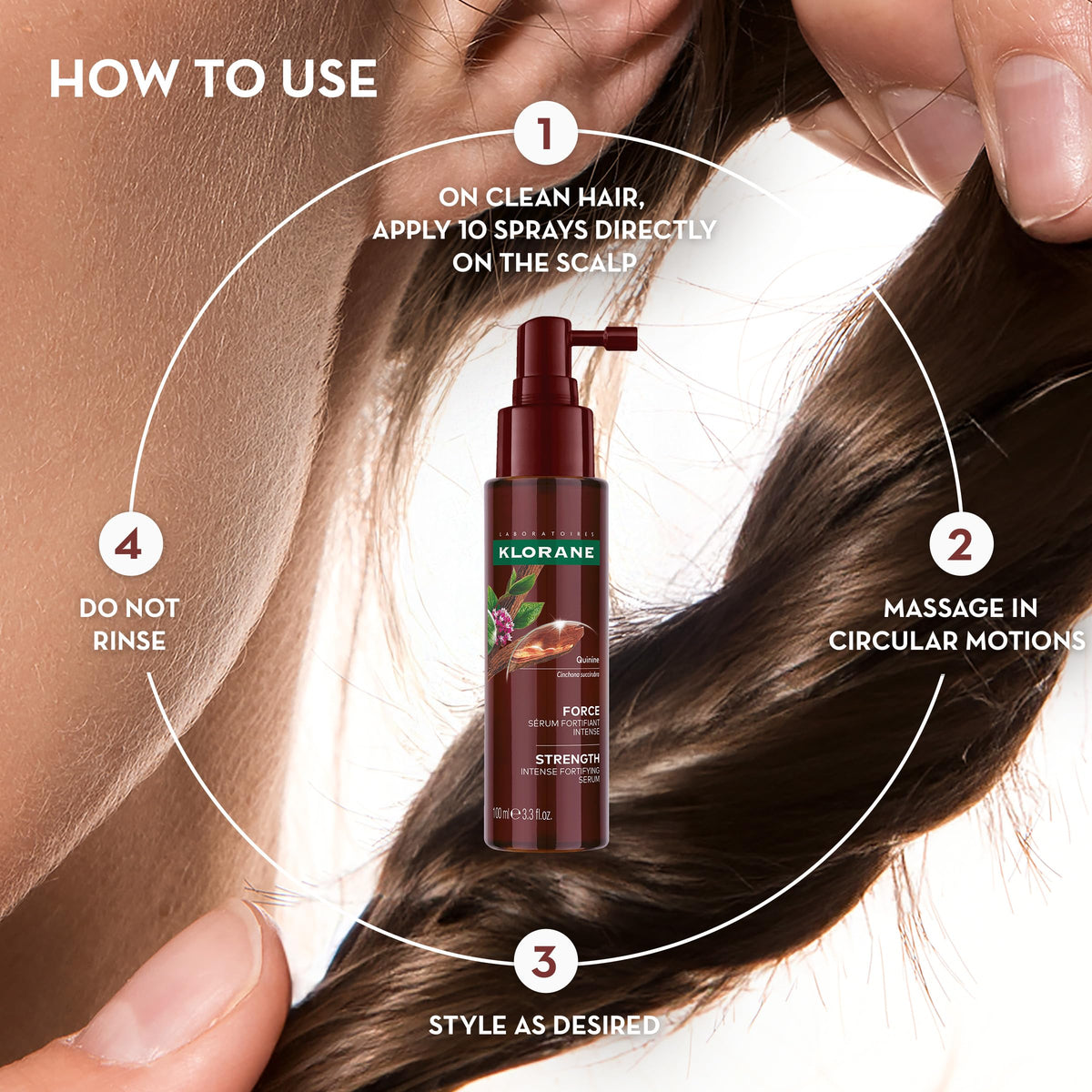 Klorane serum staged on bathroom shelf suggesting daily routine compatibility