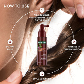 Klorane serum staged on bathroom shelf suggesting daily routine compatibility