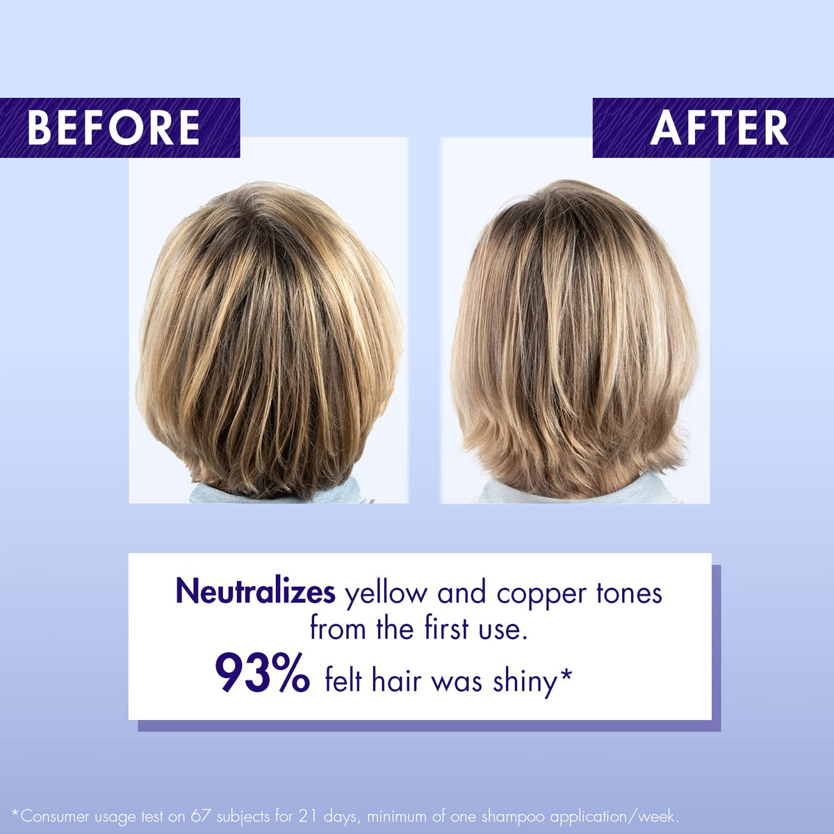 Klorane applied on blonde hair before and after toning benefit